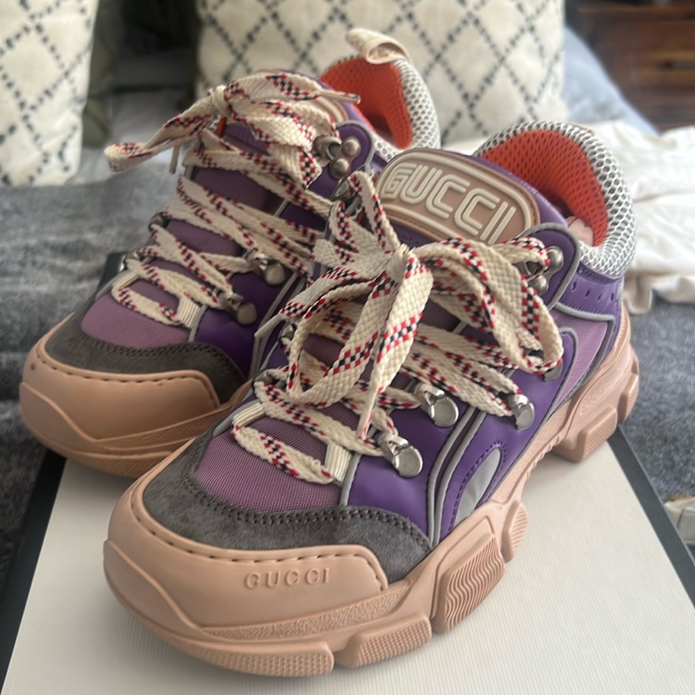 Purple and pink Gucci shoes